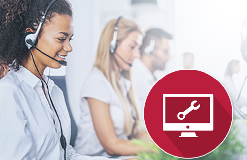 Service and Support icon with call center people