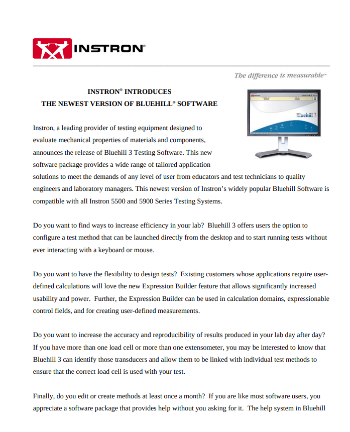 Bluehill 3 Materials Testing Software