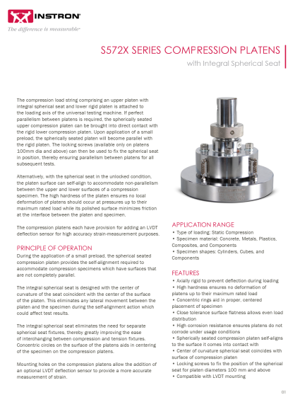 S572x Series Compression Platens with integral spherical seat