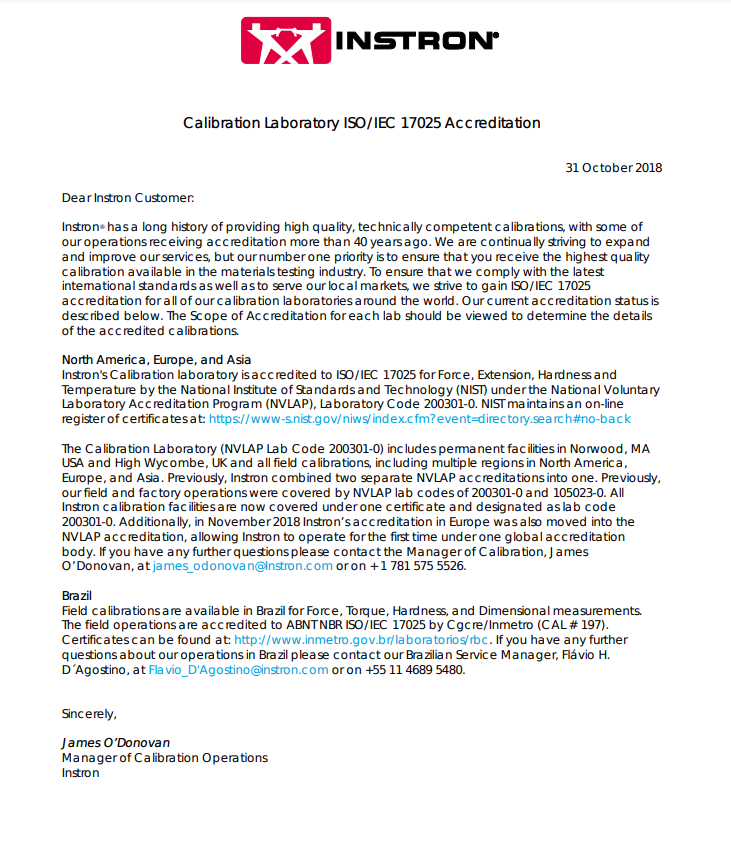 Global Calibration Lab ISO 17025 Accreditation