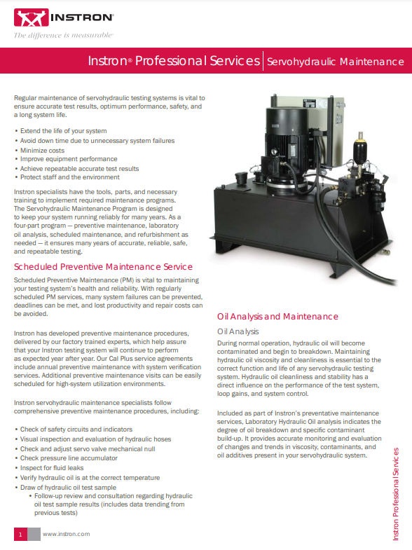 Servohydraulic Maintenance