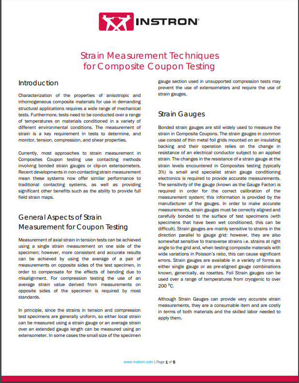 Strain Measurement Techniques for Composites Coupon Testing