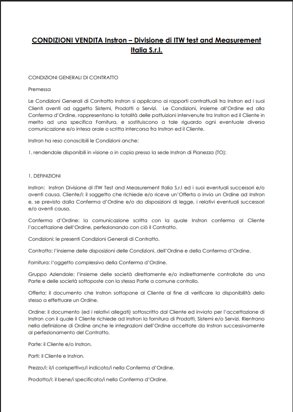 Terms and Conditions Italy