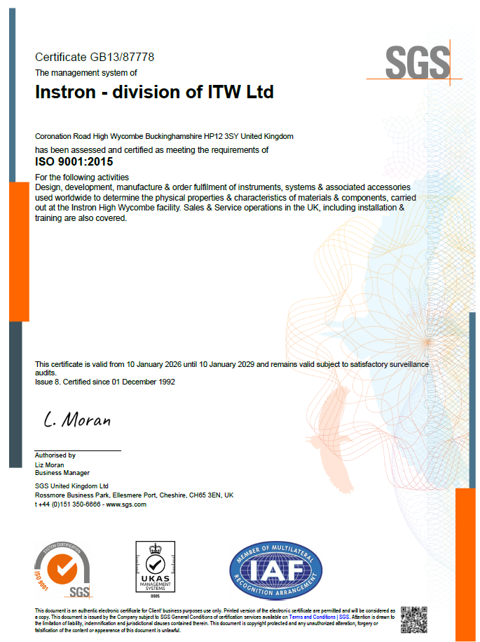 Instron Limited ISO 9001 2015