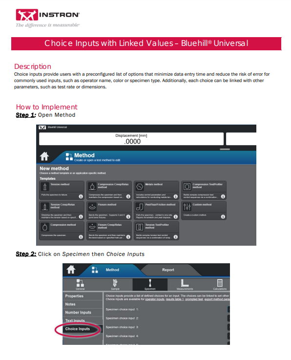 Choice Inputs with Linked Values Bluehill Universal