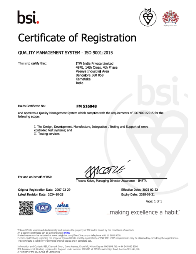 ITW India Private Limited QMS