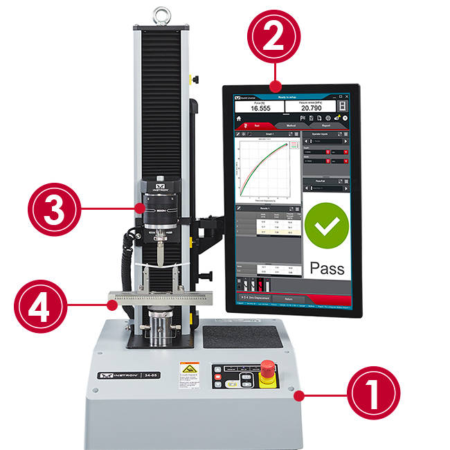3400 系列万能试验系统上的 ASTM D790 测试设置