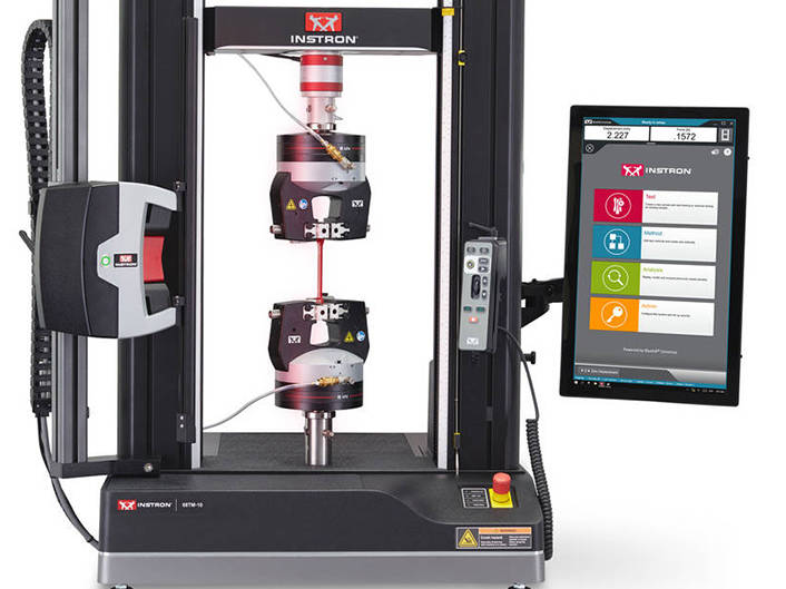 automatic contacting extensometer on tensile machine