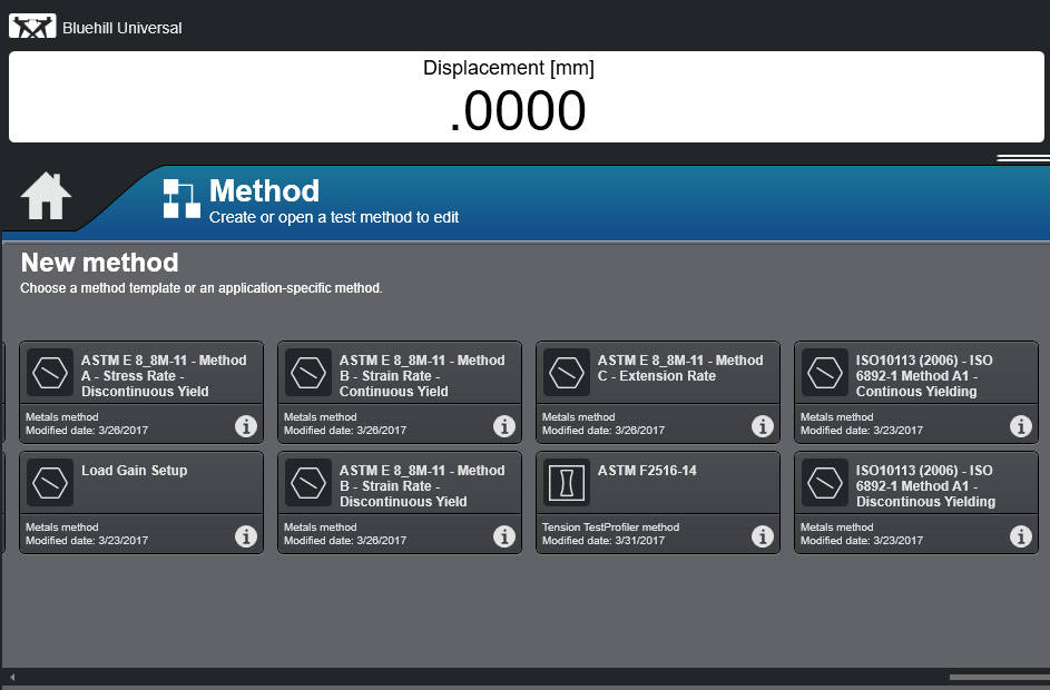 Método de prueba Bluehill Universal
