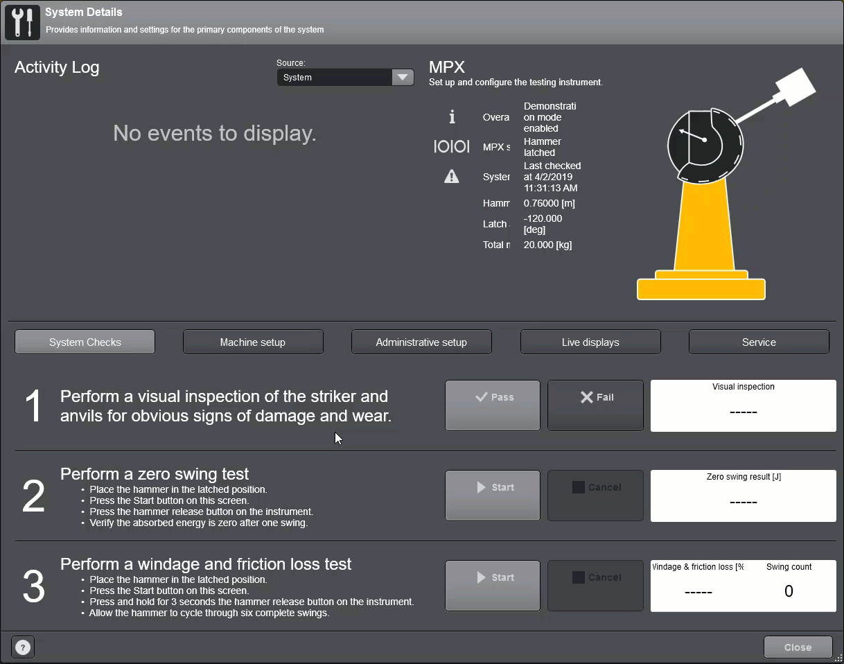 Bluehill Impact System Check