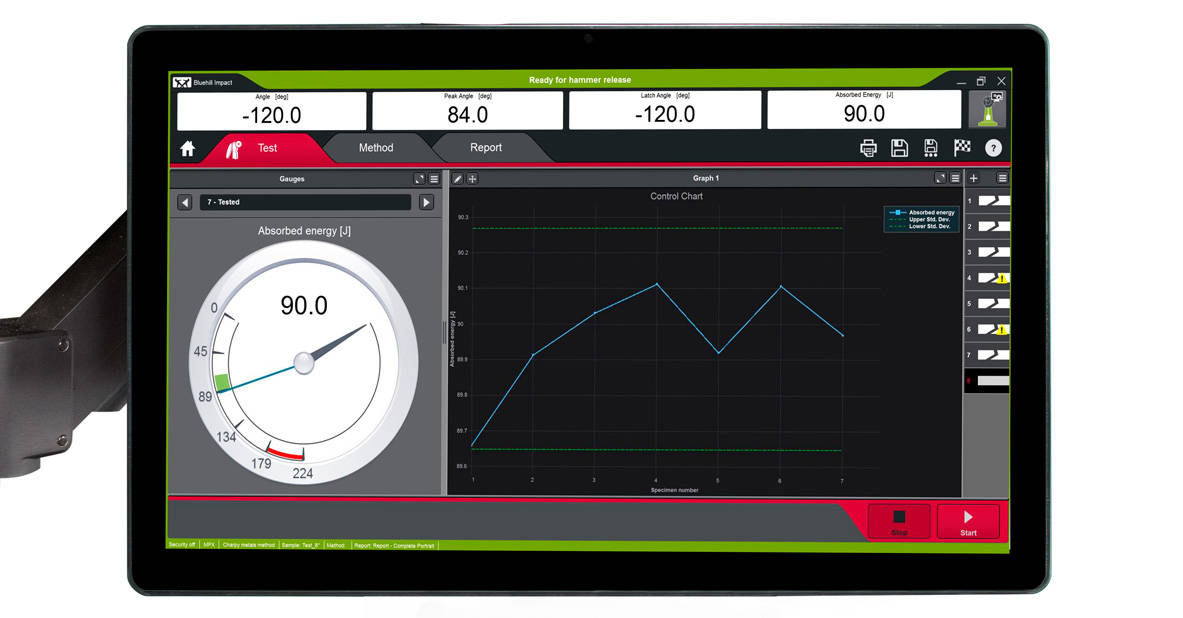 Bluehill Impact Test Screen