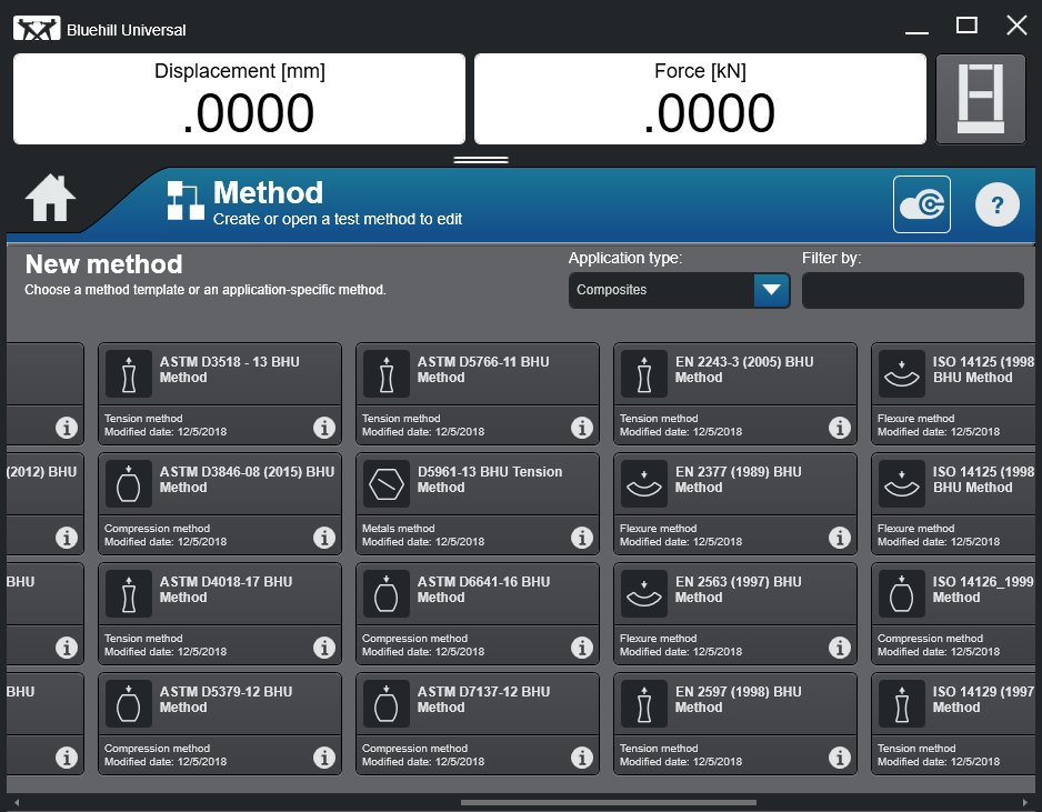 Bluehill Universal Prüfmethoden für Verbundwerkstoffe