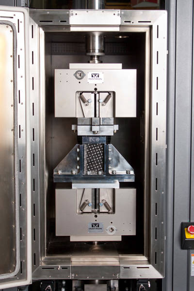 Precision Manual Wedge Grips with Composite Testing Fixture Attached