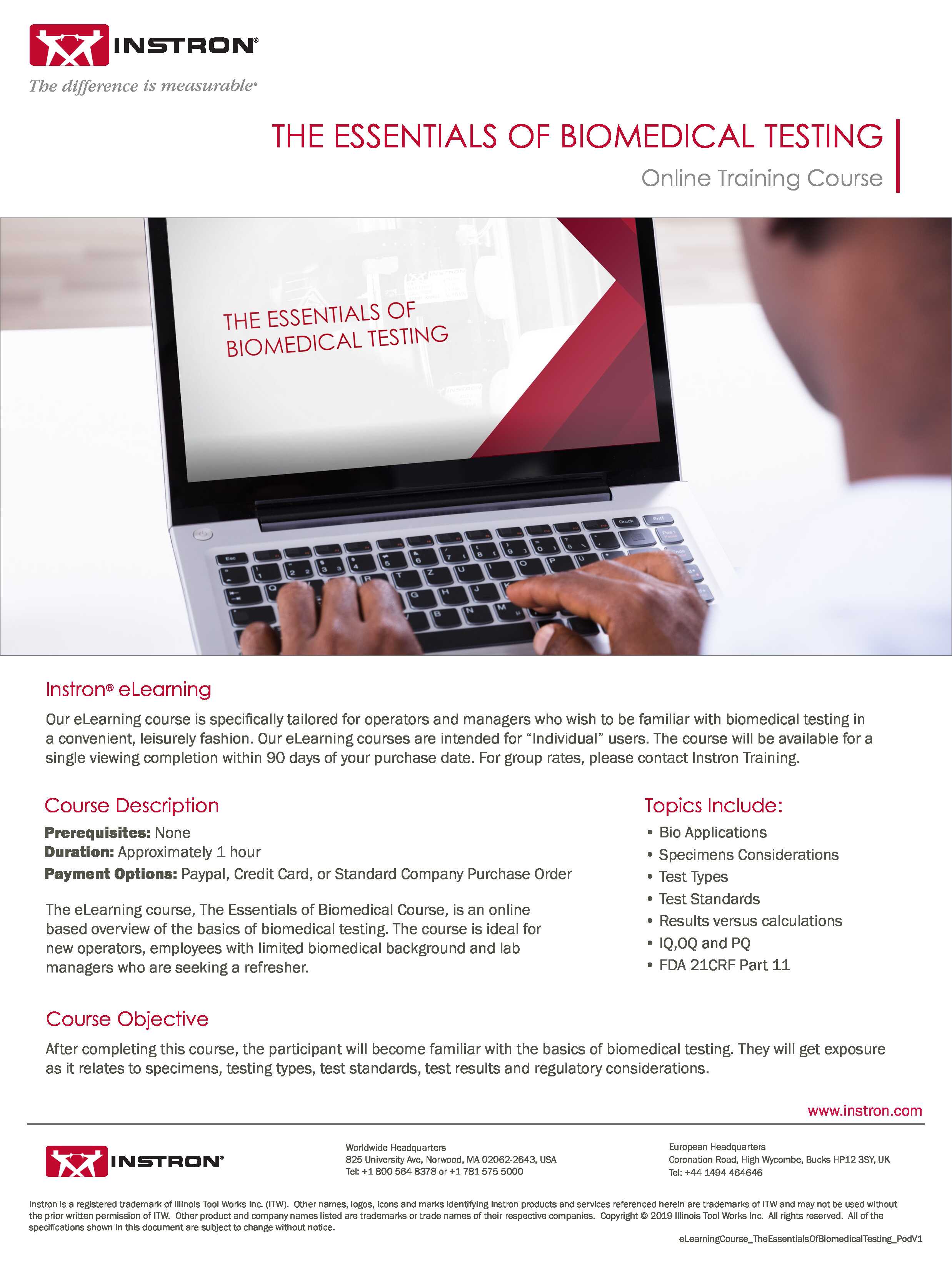 Essentials of Biomedical Testing Online Course