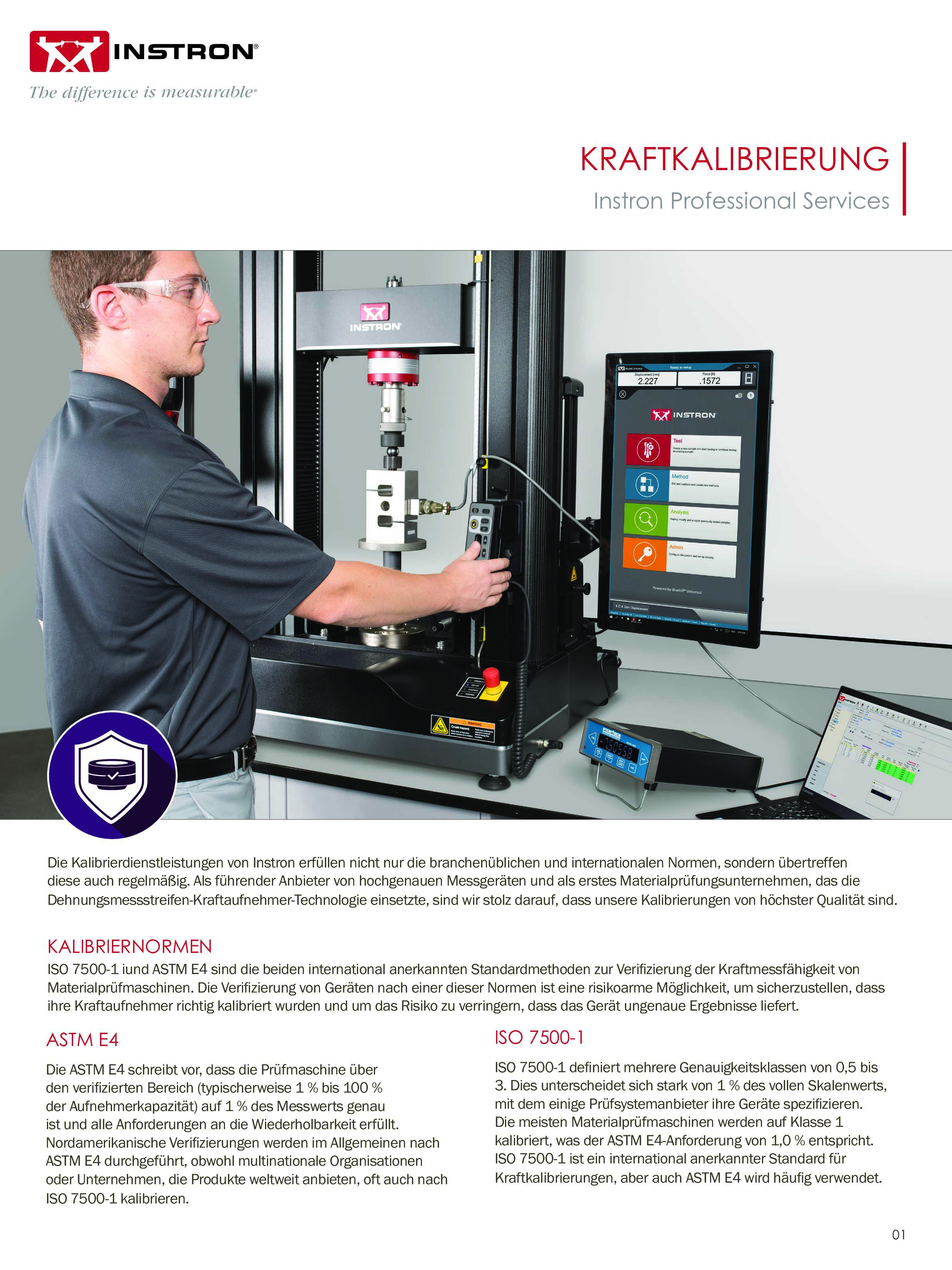Instron professional Services – Kraftkalibrierung