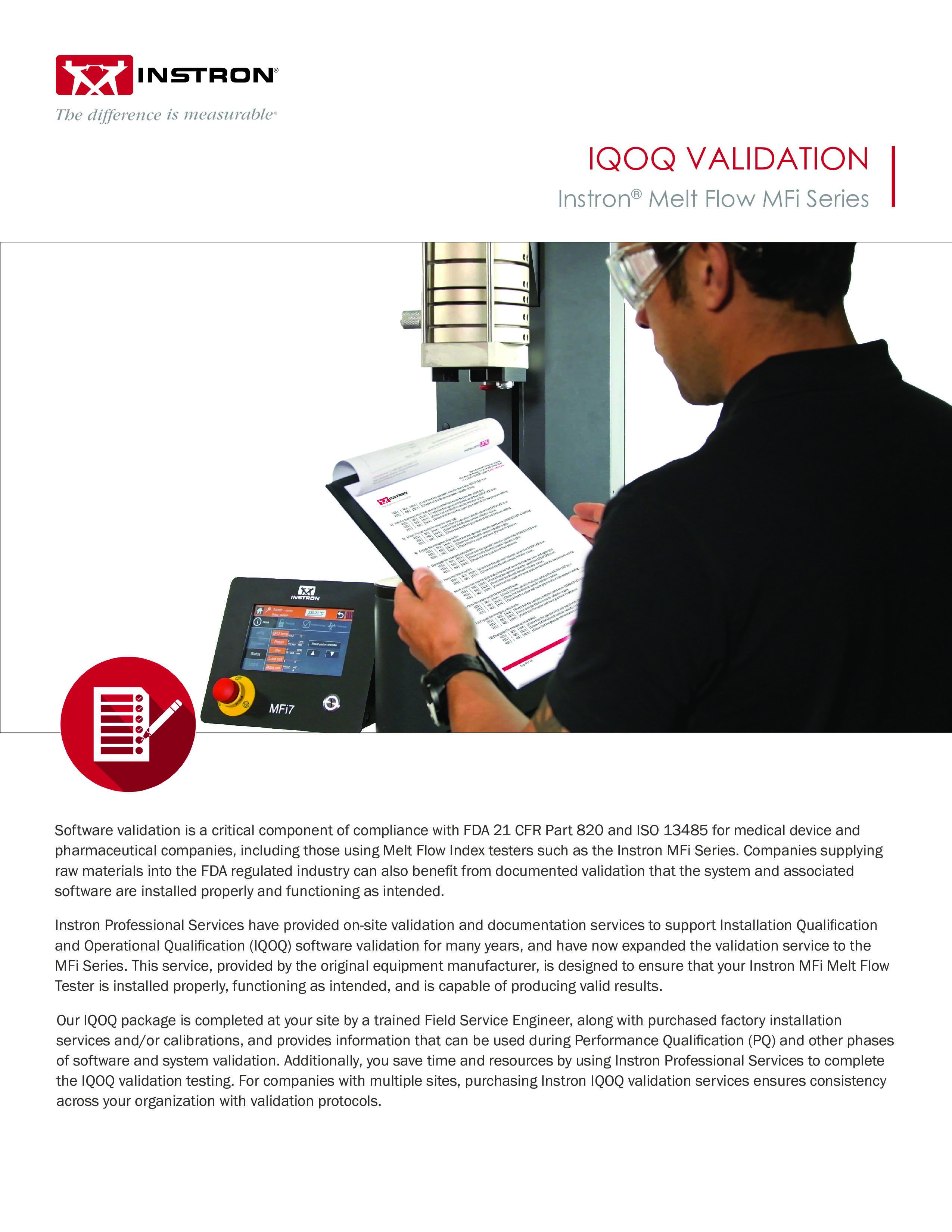 IQOQ Validation: Instron Melt Flow MFi Series