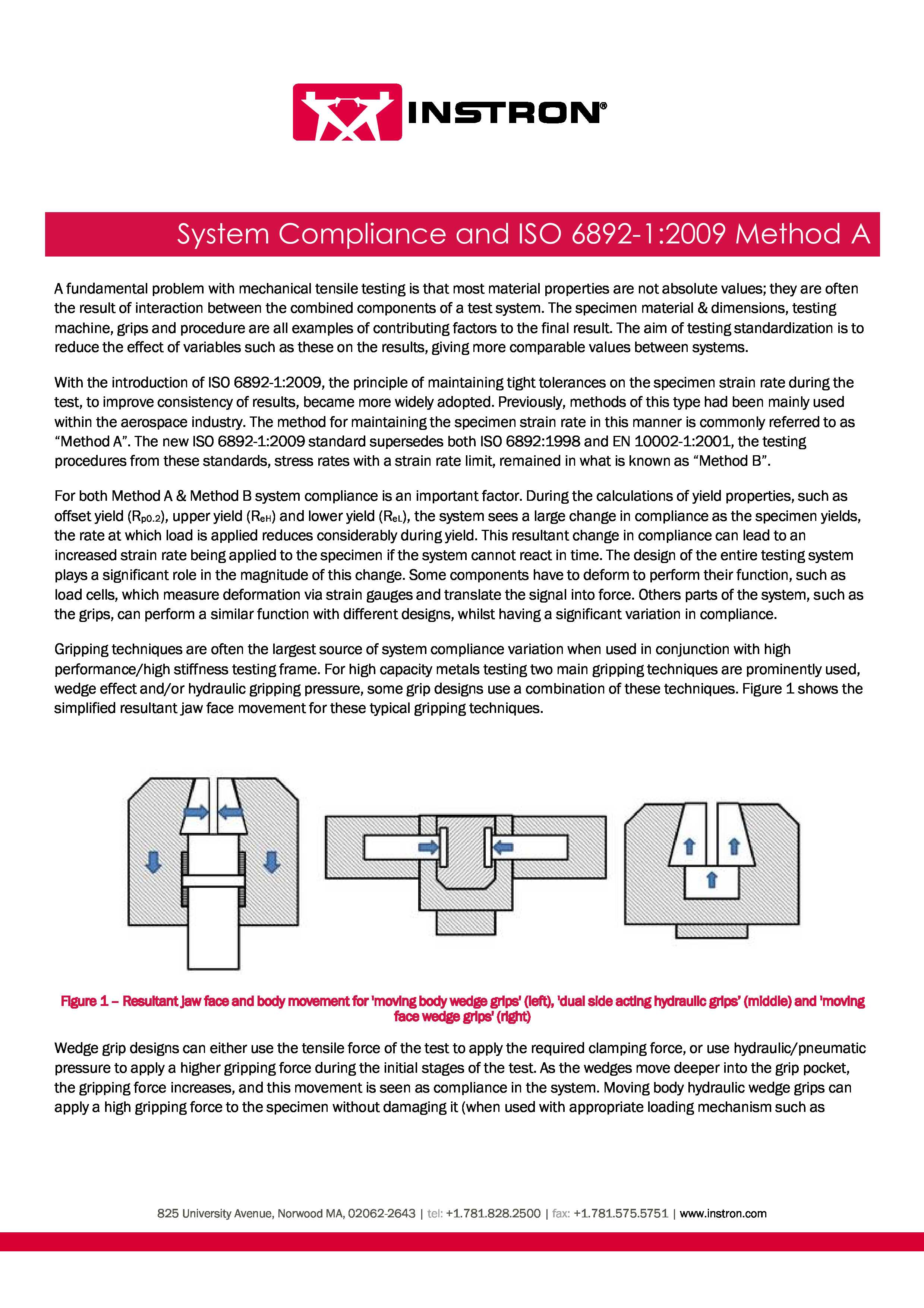 System Compliance and ISO 6892-1:2009 Method A