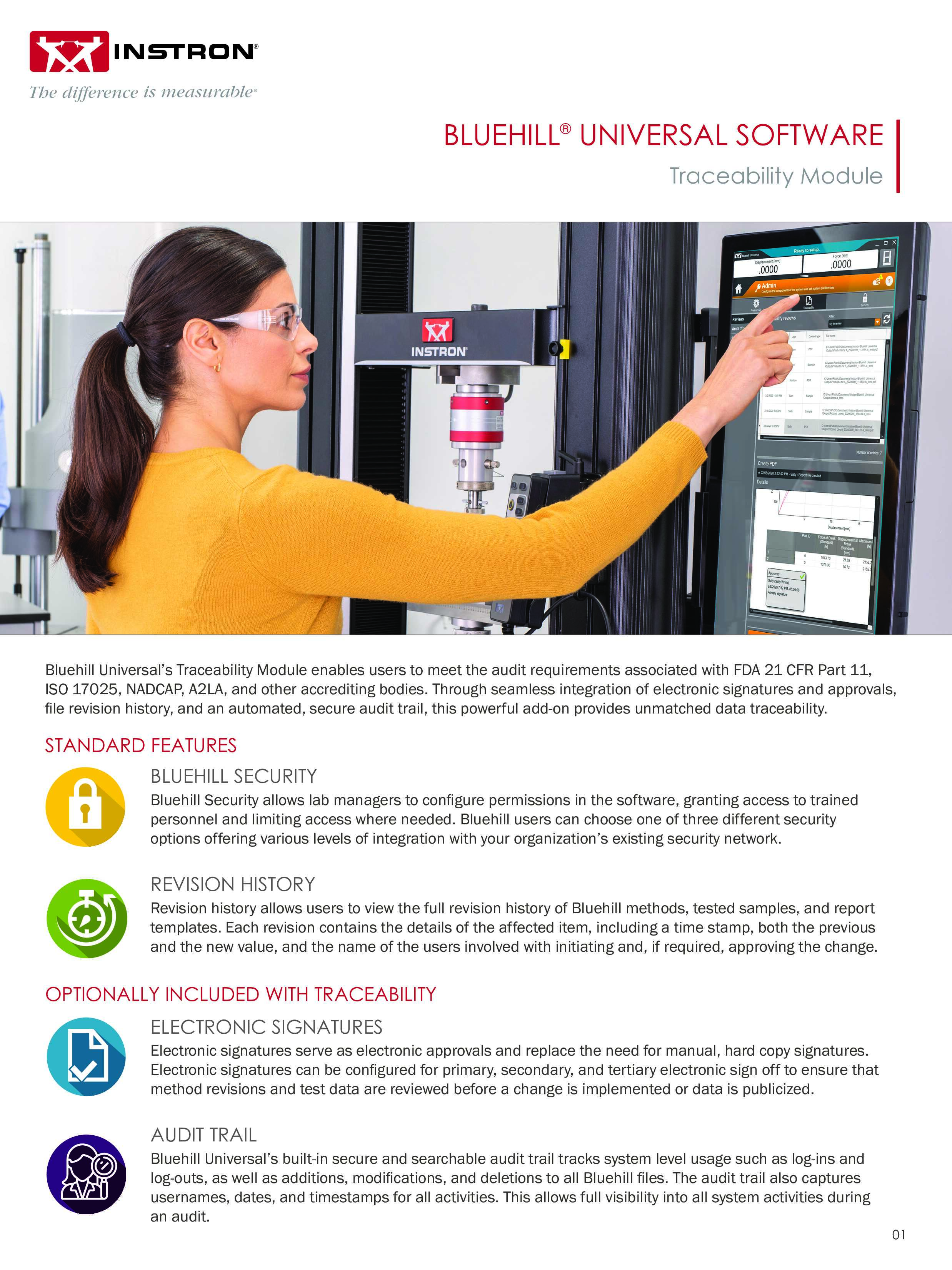 Bluehill Universal Traceability Module