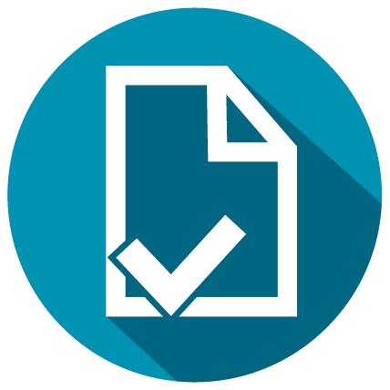 | Instron document verification icon — file with a checkmark