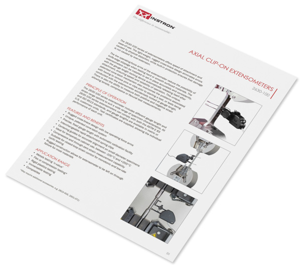 | Instron 2630-100 系列夾式引伸計資料表封面頁