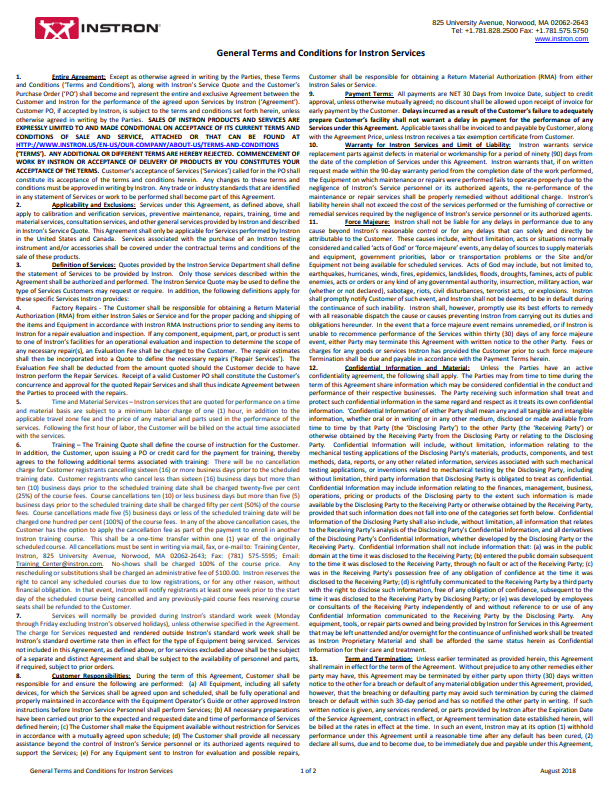 Service Terms and Conditions for Americas