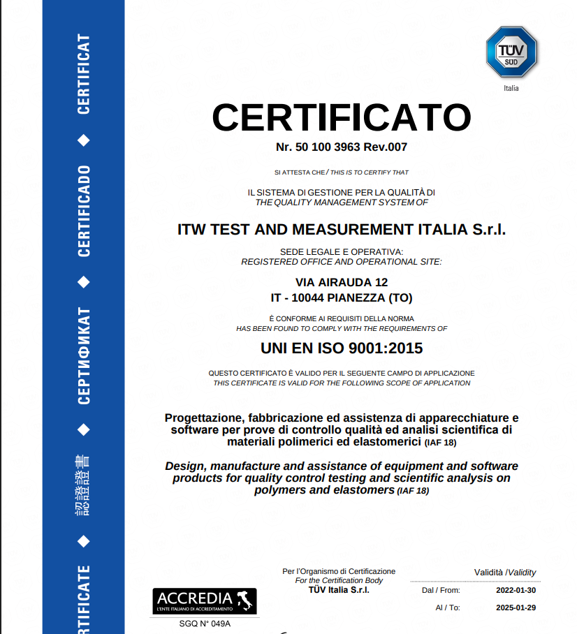 Certificato ISO TUV Italia