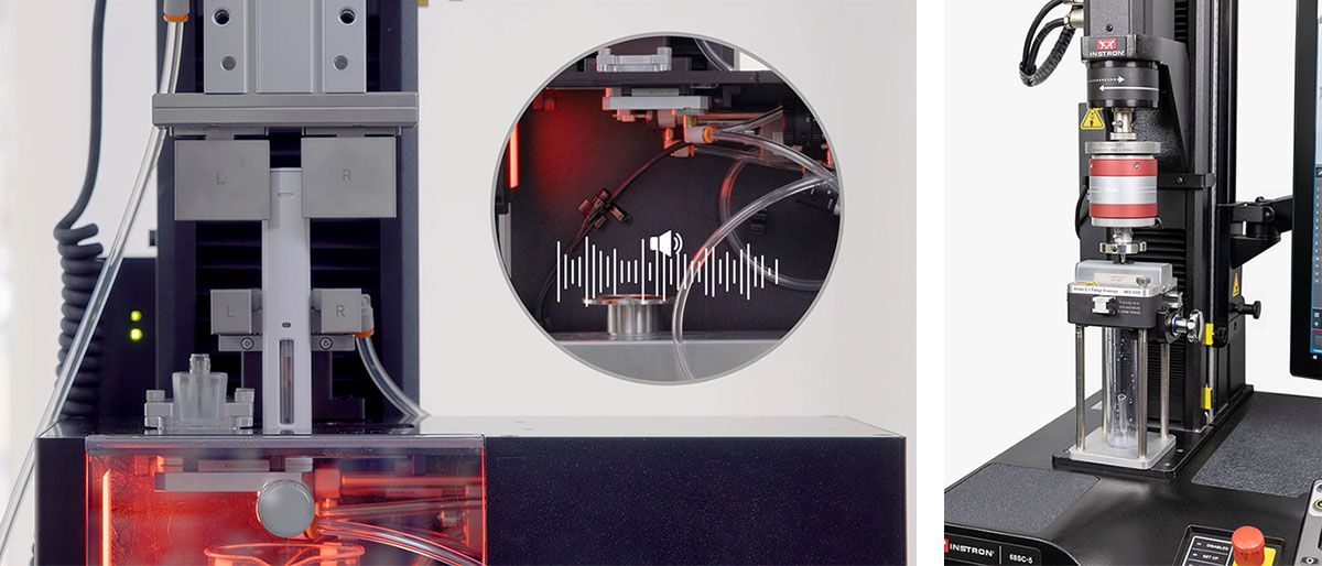 Visão geral do autoinjetor e exemplo de ruptura do flange