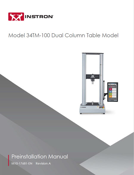 | Instron Model 34TM-100 Dual Column Table Model Preinstallation Manual Cover