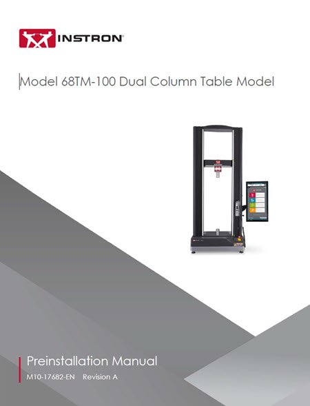 | Instron Model 68TM-100 Dual Column Table Model Preinstallation Manual Cover