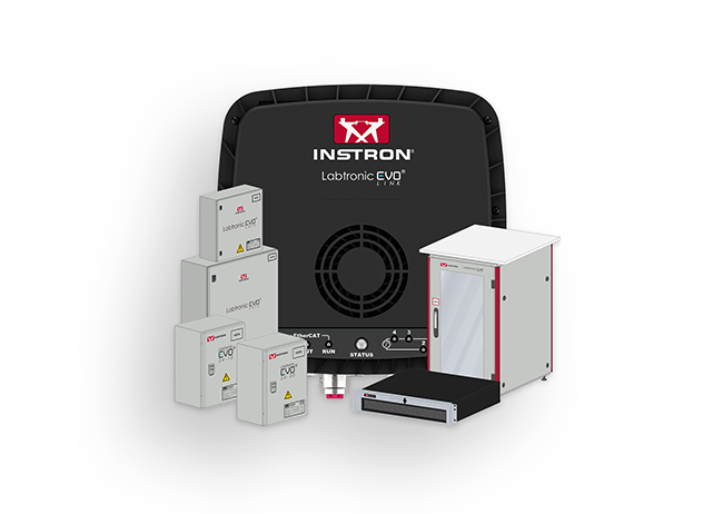 | Instron Full Labtronic EVO® product family including LINK, MAIN, CORE, 24-10, and 24-20 modules arranged together