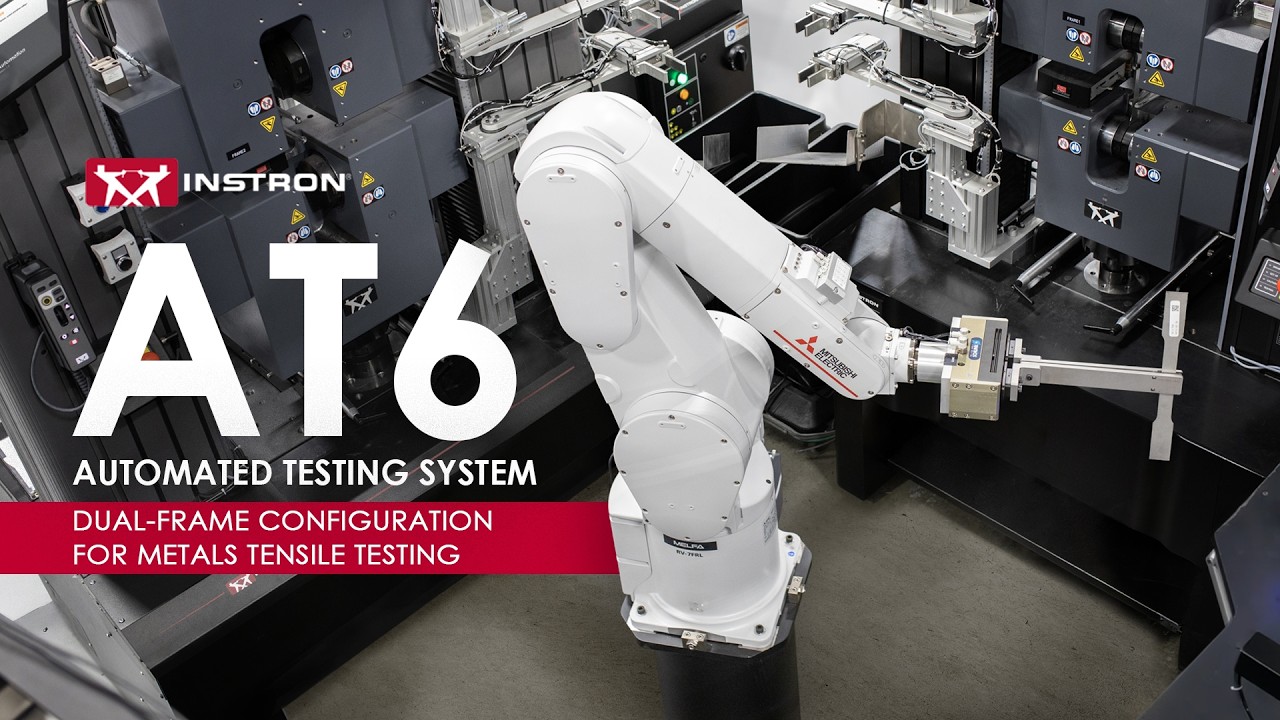 | Instron AT6 automated testing system configured for metals tensile testing