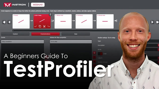 | Instron Thumbnail for on-demand webinar, A Beginners Guide to TestProfiler.