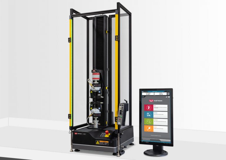 Instron 68SC Universal Testing System Configured with a Light Curtain and Bluehill Universal software operator dashboard